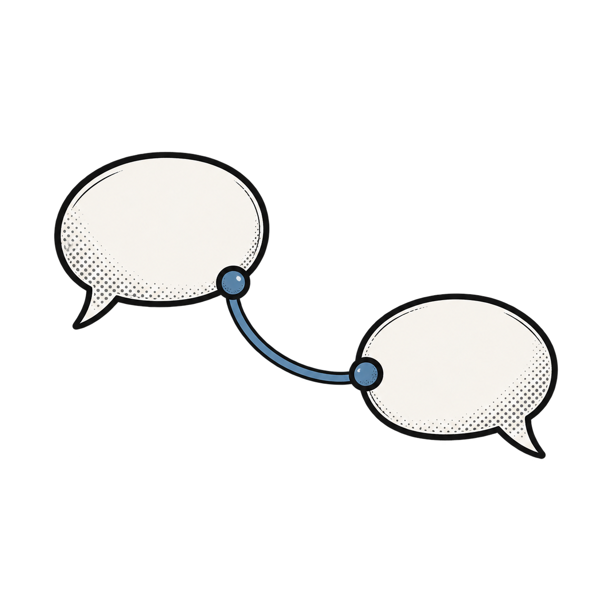 Two speech bubbles joined by a line