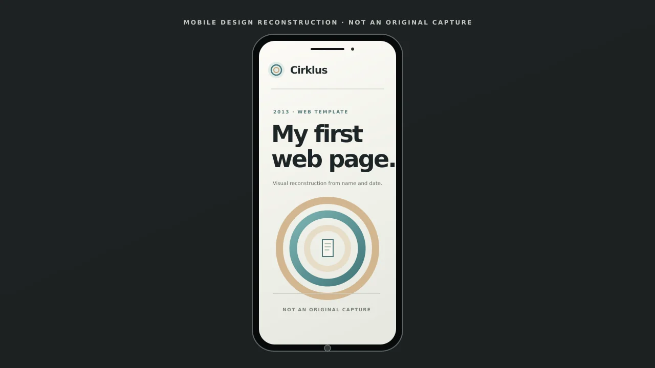 Labeled visual reconstruction of a Cirklus mobile page, based on the project name and 2013 date; not an original capture.
